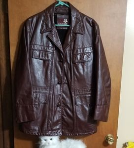Goods brown leather lined jacket